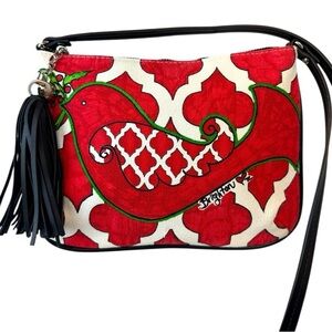 Brighton Love Dove Red Bird Crossbody Bag Black Tassel Silver Grandma Christmas